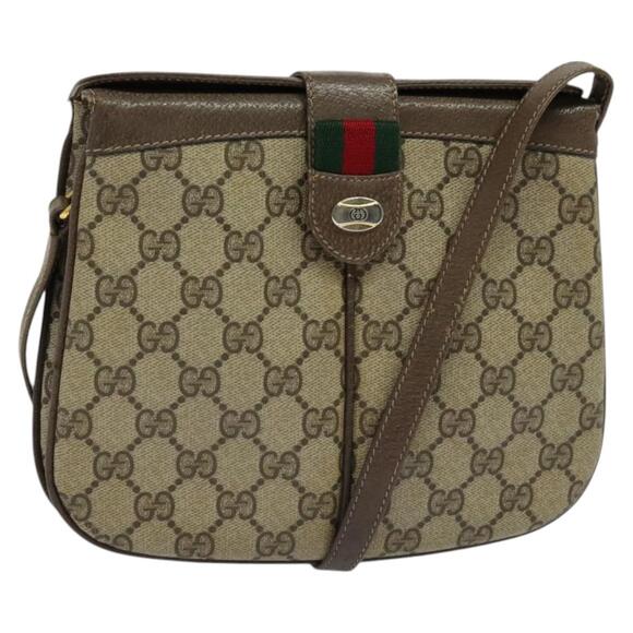 GUCCI GG Supreme Web Sherry Line Bag Pvc Beige Gold 10 02 037 - Picture 1 of 16